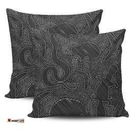 Australia Dot Painting Inspired Aboriginal Aboriginal Dot Grey Art With Animals Pillow