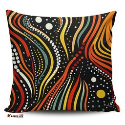 Australia Aboriginal Traditional Australian Aboriginal Native Design (Black) Pillow