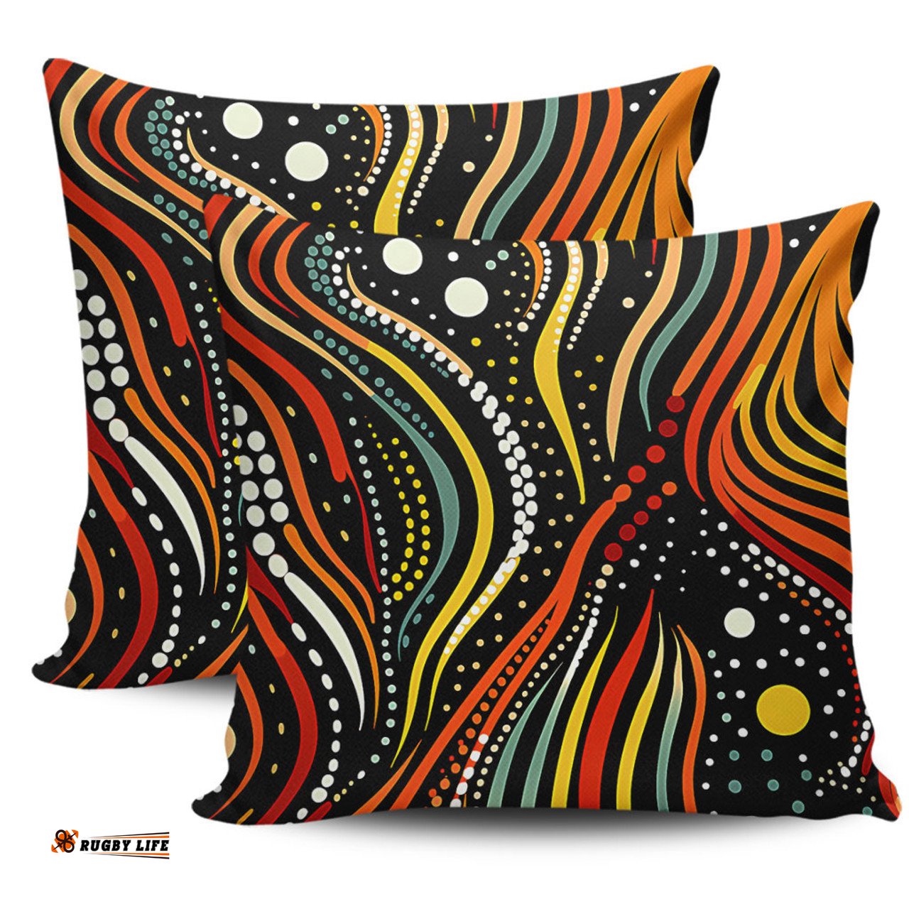 Australia Aboriginal Traditional Australian Aboriginal Native Design (Black) Pillow