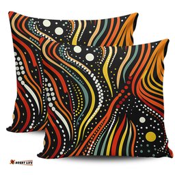 Australia Aboriginal Traditional Australian Aboriginal Native Design (Black) Pillow