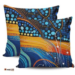 Australia Dreaming Aboriginal Colorful Aboriginal With Indigenous Patterns Inspired Pillow