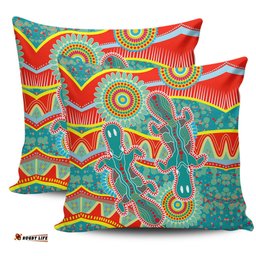 Australia Animals Platypus Aboriginal Green Platypus With Aboriginal Art Dot Painting Patterns Inspired Pillow