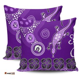 Australia Goanna Aboriginal Indigenous Dot Goanna (Purple) Pillow