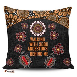 Australia Aboriginal Walking with 3000 Ancestors Behind Me Black and Orange Patterns Pillow