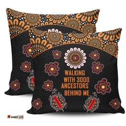 Australia Aboriginal Walking with 3000 Ancestors Behind Me Black and Orange Patterns Pillow