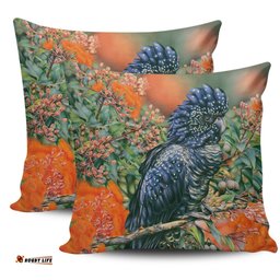 Australia Black Cockatoo Black Cockatoo and Flowering Gum Pillow