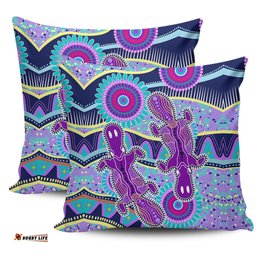 Australia Animals Platypus Aboriginal Purple Platypus With Aboriginal Art Dot Painting Patterns Inspired Pillow