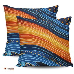 Australia Dreaming Aboriginal Aboriginal Culture Rive In Dot Painting Inspired Pillow