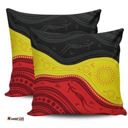 Australia Aboriginal Flag Colors In A Dot Art Painting Pillow