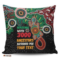 Australia Aboriginal Walking with 3000 Ancestors Behind Me With Goanna Pillow
