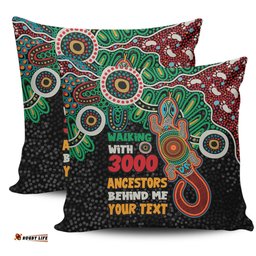 Australia Aboriginal Walking with 3000 Ancestors Behind Me With Goanna Pillow