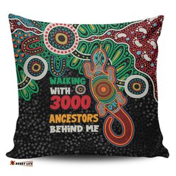 Australia Aboriginal Walking with 3000 Ancestors Behind Me With Goanna Pillow