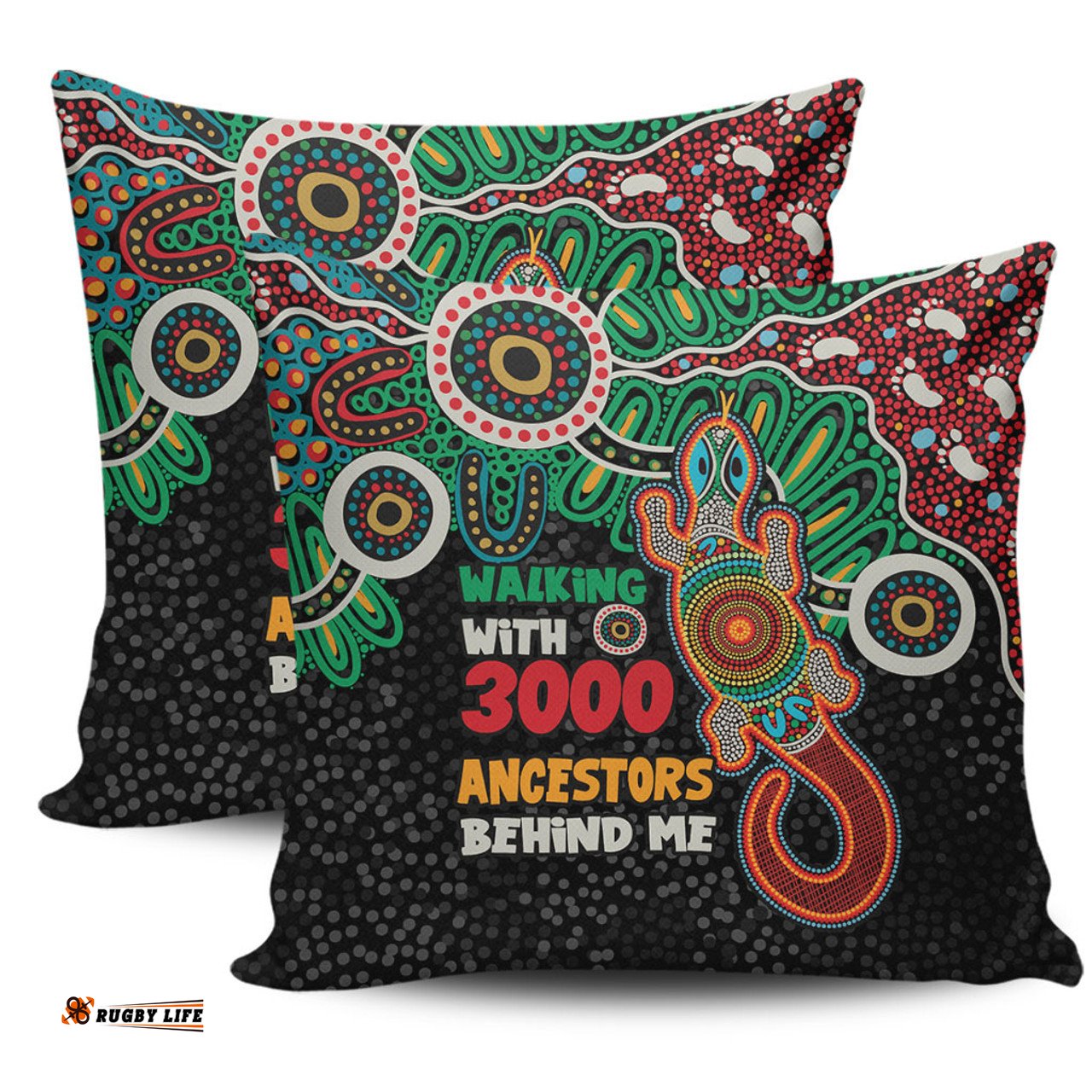 Australia Aboriginal Walking with 3000 Ancestors Behind Me With Goanna Pillow