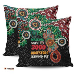 Australia Aboriginal Walking with 3000 Ancestors Behind Me With Goanna Pillow