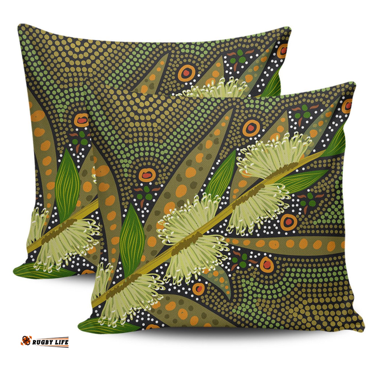 Australia Flowers Aboriginal Aboriginal Dot Art Of Australian Native Flower Hakea Sericea Pillow