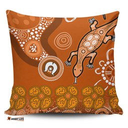 Australia Goanna Aboriginal Indigenous Dot Goanna (Orange) Pillow