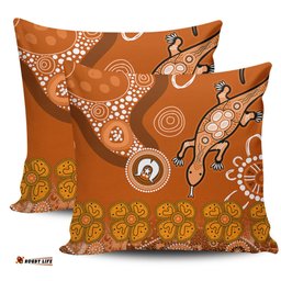 Australia Goanna Aboriginal Indigenous Dot Goanna (Orange) Pillow