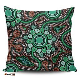 Australia Aboriginal Aboriginal Green Dot Art Inspired Pillow
