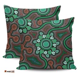 Australia Aboriginal Aboriginal Green Dot Art Inspired Pillow