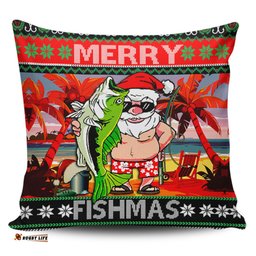 Australia Christmas Fishing Merrry Fishmas Angler Santa Claus Pillow