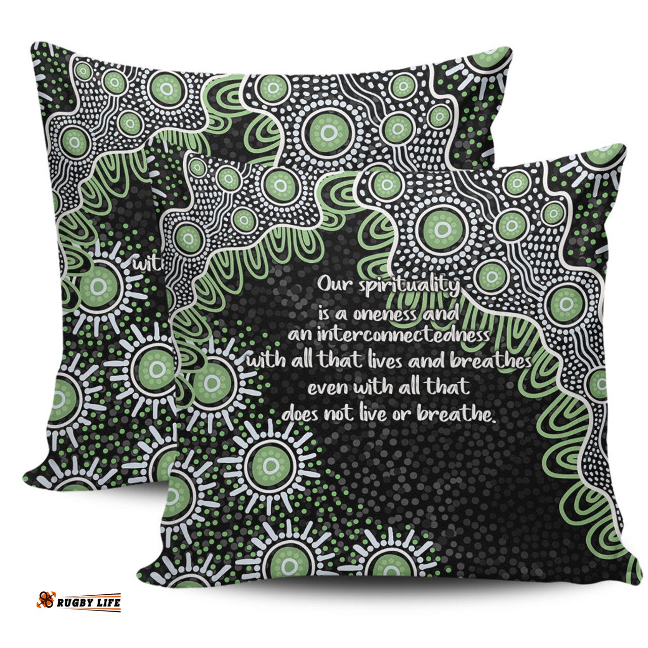 Australia Aboriginal The More You Know The Less You Need Green Pillow