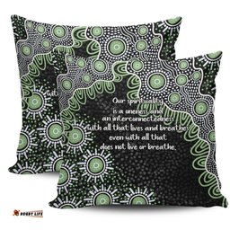 Australia Aboriginal The More You Know The Less You Need Green Pillow