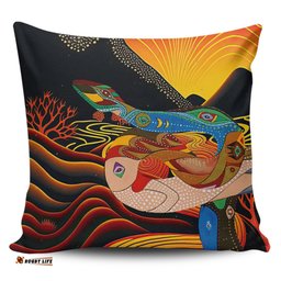 Australia Aboriginal Rainbow Serpent In Aboriginal Dreaming Art Inspired Pillow