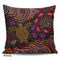 Australia Indigenous Aboriginal inspired art turtles dreaming story background Pillow