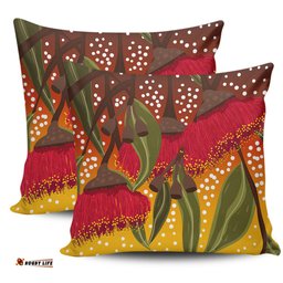 Australia Aboriginal Red Eucalyptus Aboriginal Dot Art Pillow