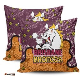 Brisbane Broncos Custom Team With Dot And Star Patterns For Tough Fan Pillow