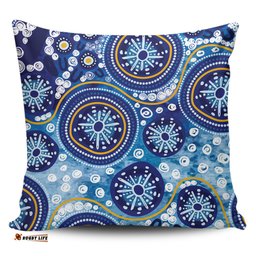 Australia Blue Background With Traditional Aboriginal Dot Decoration Pillow