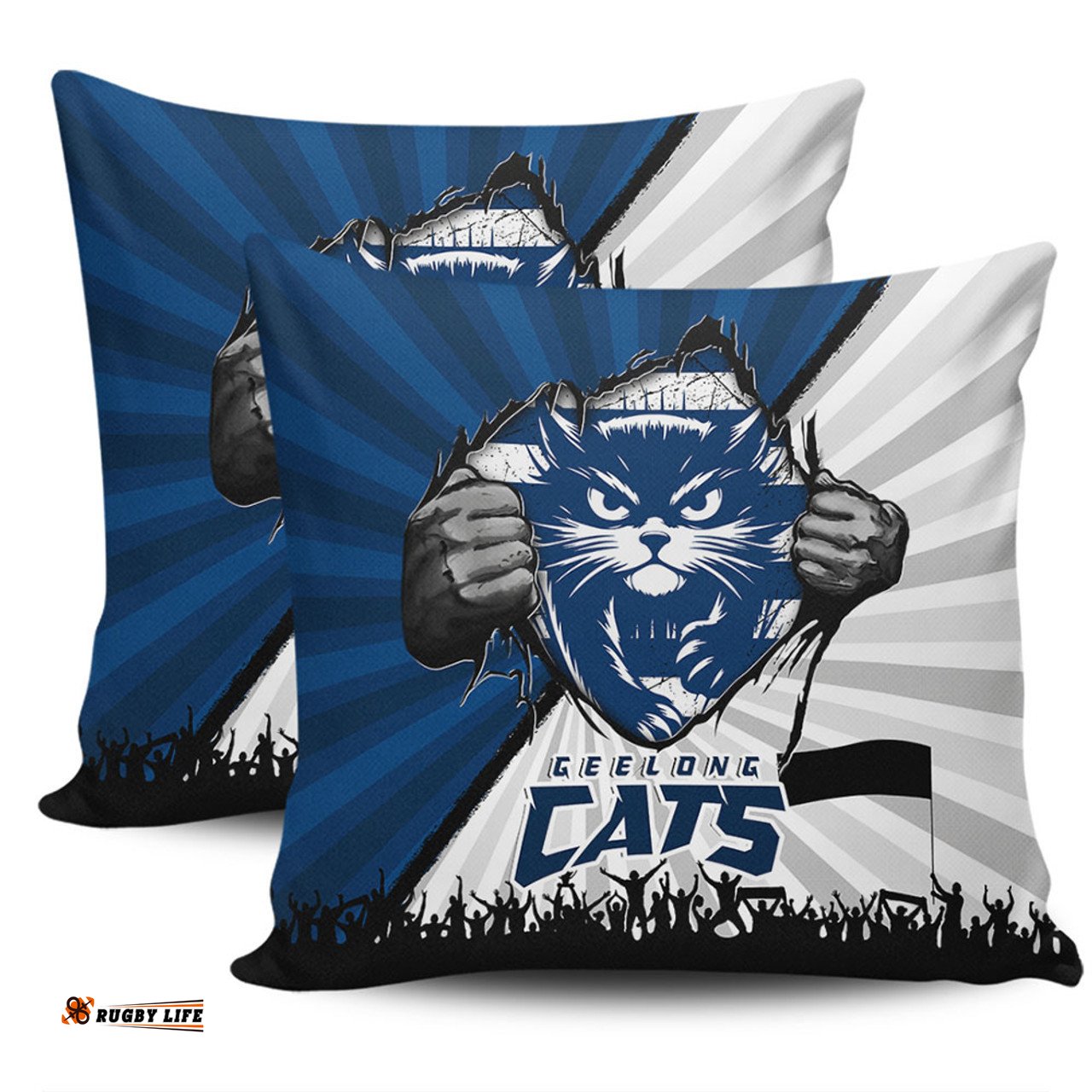 Geelong Cats Breaking Through Fan Design Pillow