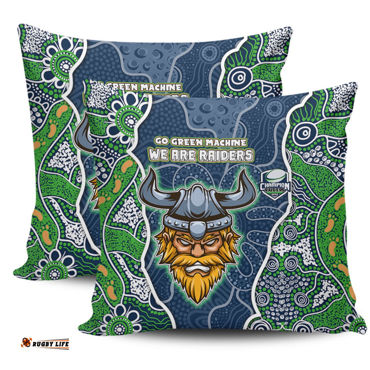 Canberra Raiders Grand Final Custom Custom Raiders Contemporary Style Of Aboriginal Painting Pillow