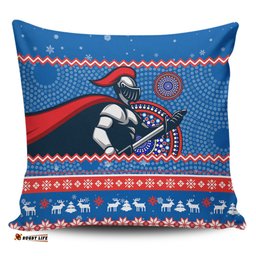 Newcastle Knights Australia Ugly Xmas With Aboriginal Patterns For Die Hard Fans Pillow