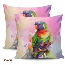 Australia Rainbow Lorikeets Rainbow Lorikeets Color Art Pillow