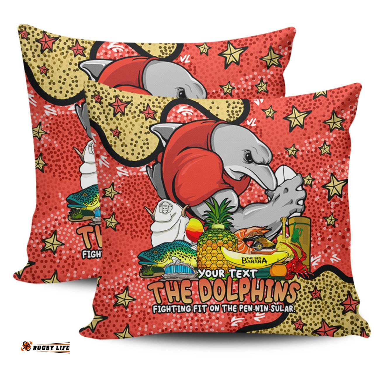 Redcliffe Dolphins Custom Australian Big Things Pillow