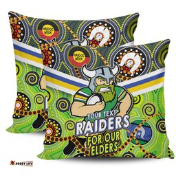 Canberra Raiders Naidoc Week Custom Raiders Naidoc For Our Elders Dot Art Style Pillow