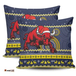 North Queensland Cowboys Australia Ugly Xmas With Aboriginal Patterns For Die Hard Fans Pillow
