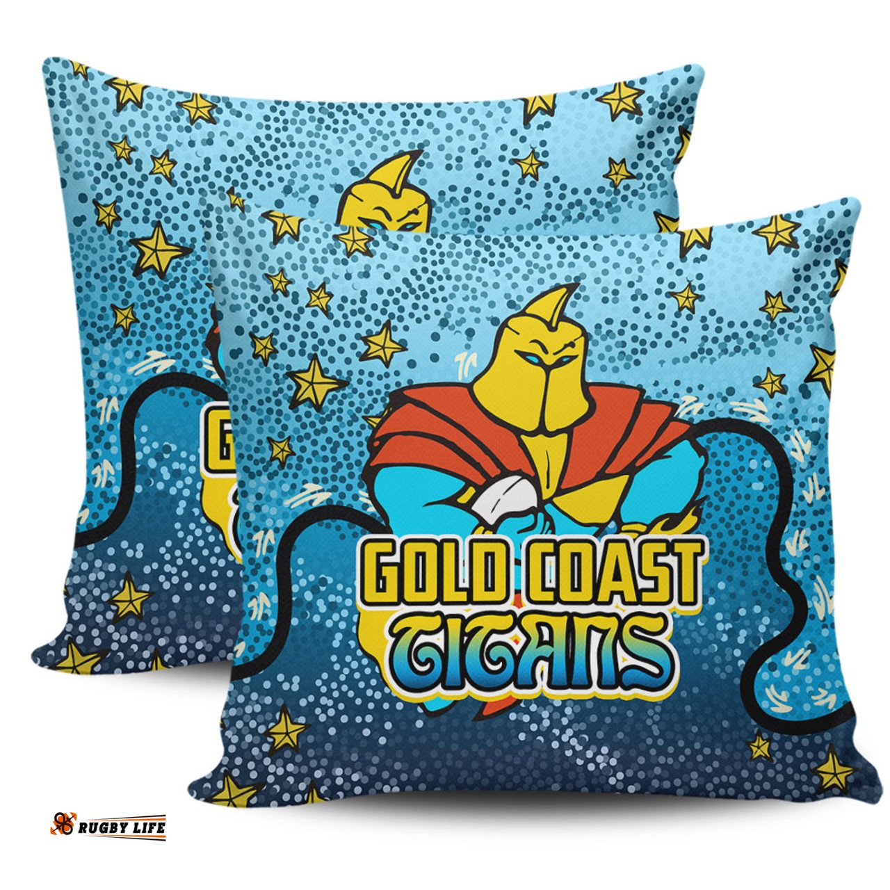 Gold Coast Titans Custom Team With Dot And Star Patterns For Tough Fan Pillow