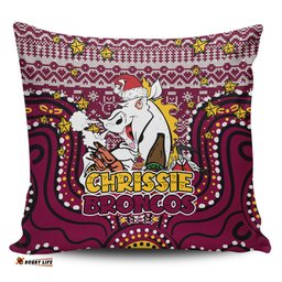 Brisbane Broncos Christmas Custom Christmas Knit Patterns Vintage Jersey Ugly Pillow