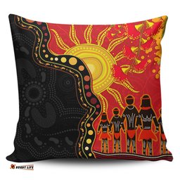 Australia Indigenous Dot Painting Inspired By The Aboriginal Flag Pillow