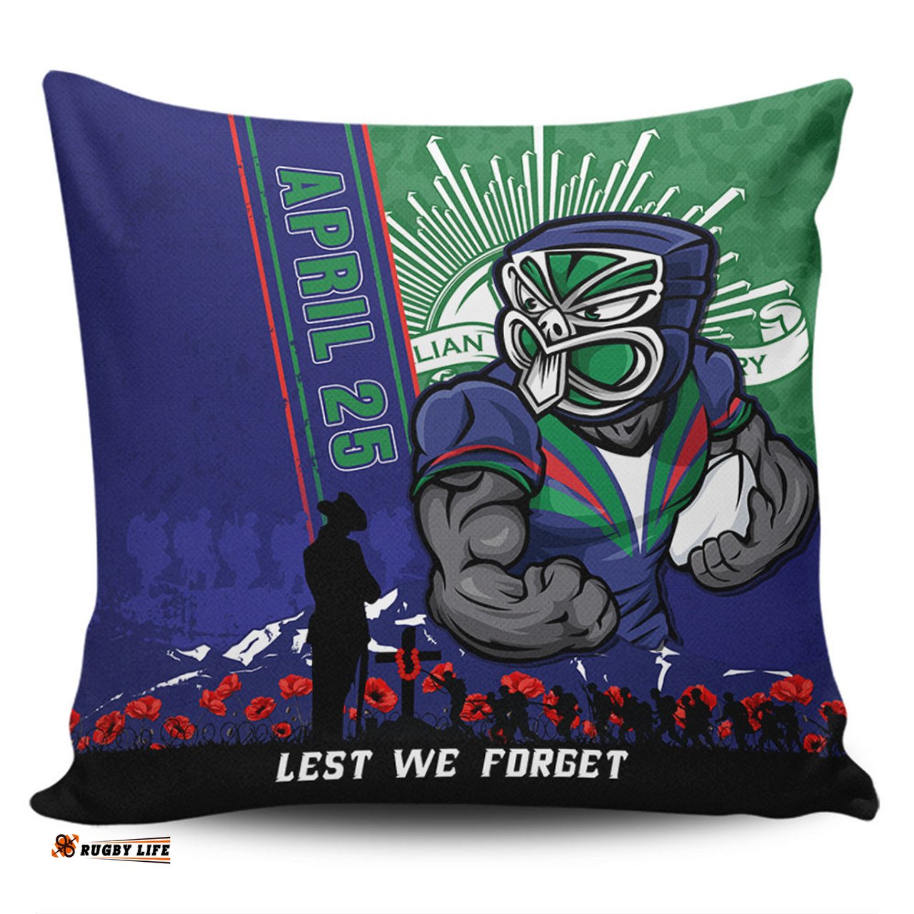 New Zealand Warriors Anzac Day Lest We Forget Strong Fighting Spirit Pillow