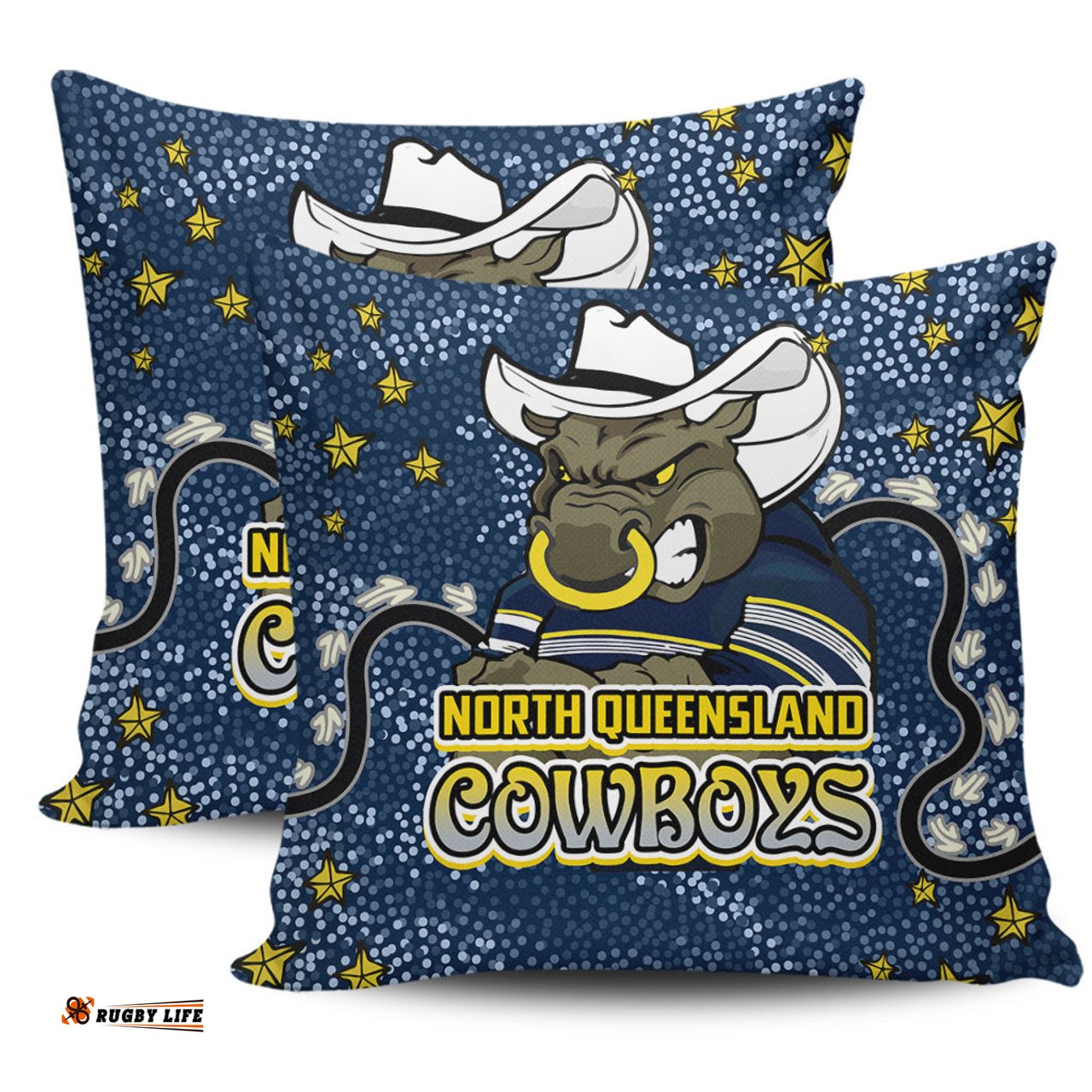 North Queensland Cowboys Custom Team With Dot And Star Patterns For Tough Fan Pillow