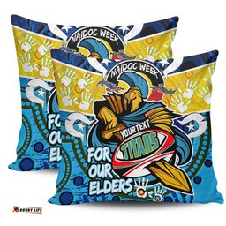 Gold Coast Titans Naidoc Week Custom Gold Coast Titans Naidoc Week For Our Elders Dot Art Style Pillow