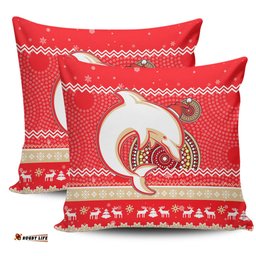 Redcliffe Dolphins Australia Ugly Xmas With Aboriginal Patterns For Die Hard Fans Pillow