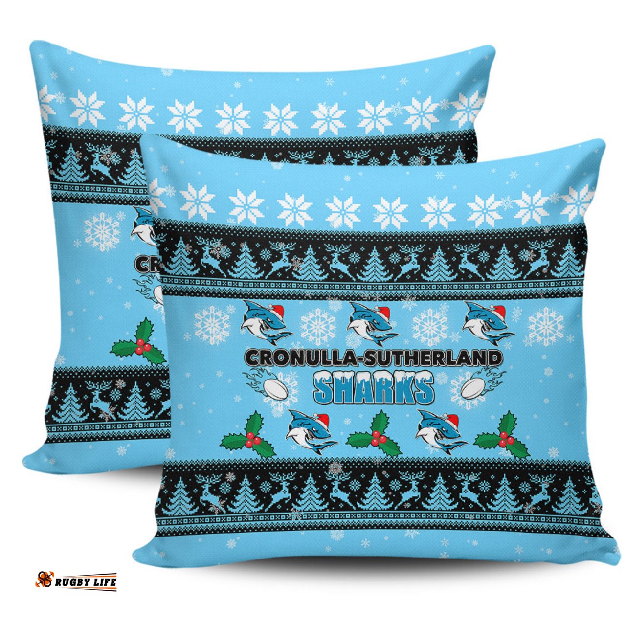 Cronulla Sutherland Sharks Christmas Cronulla Sutherland Sharks Special Ugly Christmas Pillow