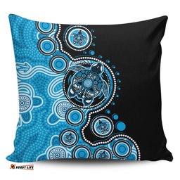 Australia Indigenous Turtle Aboriginal Dot Art Blue Pillow
