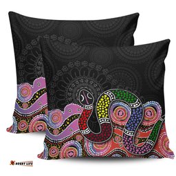 Australia Rainbow Serpent Aboriginal Dreamtime Rainbow Serpent Featuring Dot Style Pillow