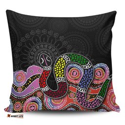 Australia Rainbow Serpent Aboriginal Dreamtime Rainbow Serpent Featuring Dot Style Pillow