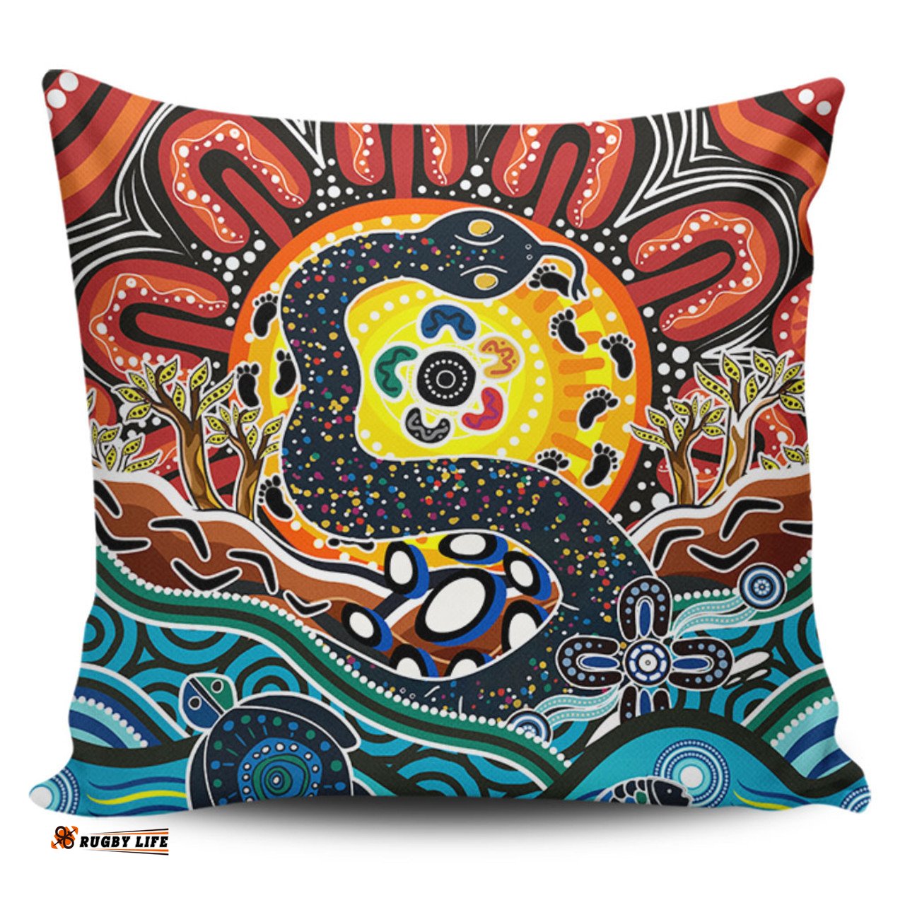 Australia Rainbow Serpent Aboriginal Dreamtime Rainbow Serpent Pillow